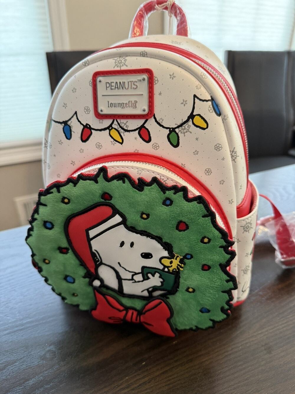 Loungefly Peanuts Snoopy & Woodstock Christmas Wreath Mini Backpack NWT Holiday